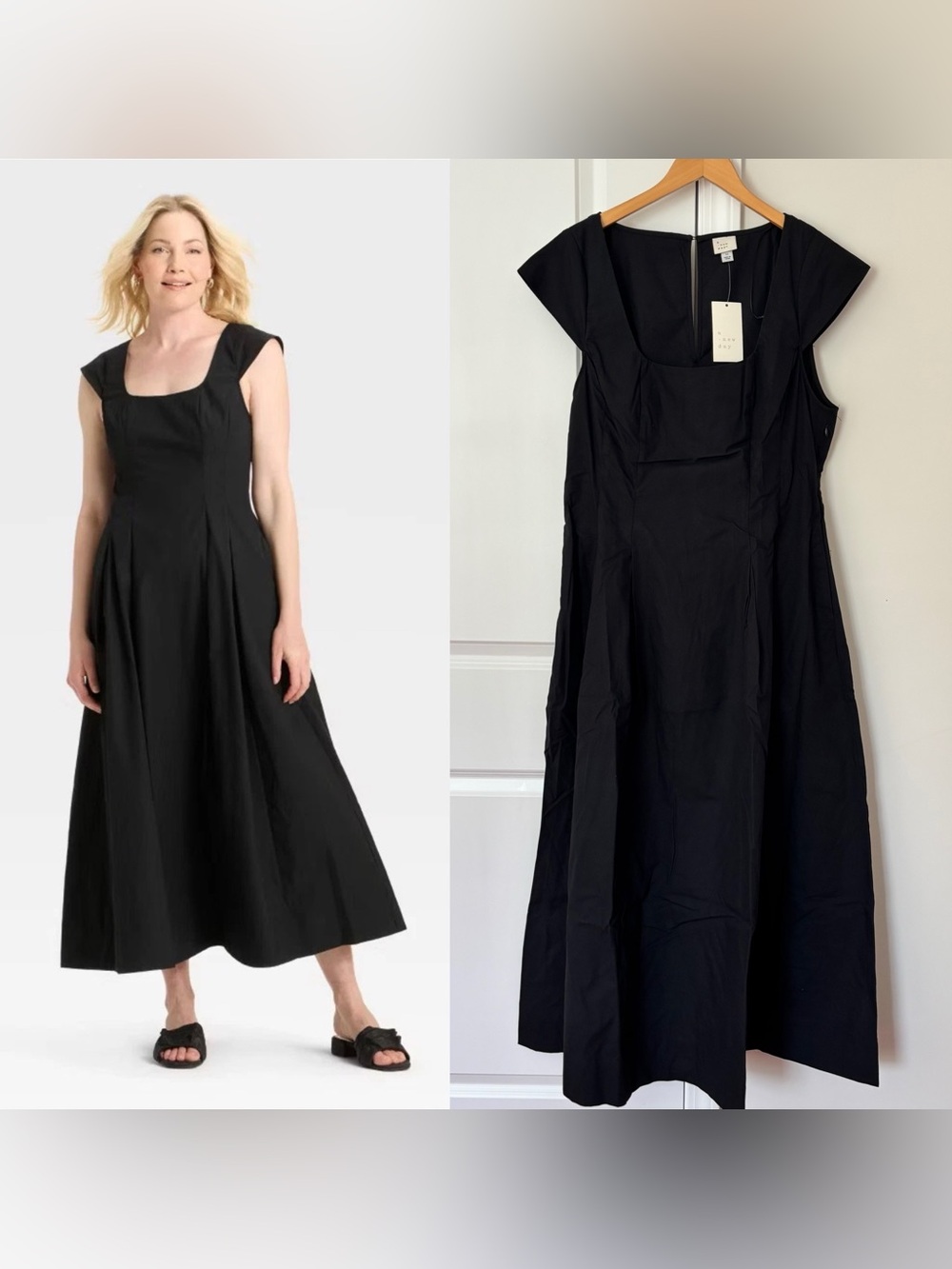 Women's Poplin Midi Dress - A New Day in Black Size 12 NWT